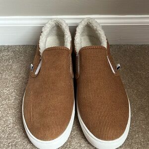 JCrew NEW tan corduroy slides